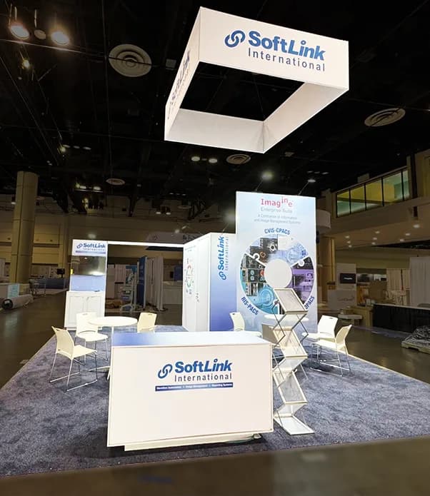 Trade Show Booth with large hanging & LED strip