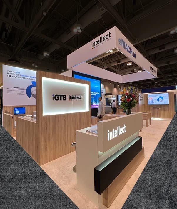 Trade Show Booth with large hanging & LED strip