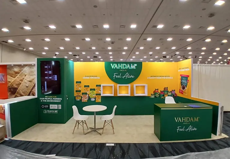 10x20 Trade Show Booth Rental in NYC at Summer Fancy Food Show 2025 for VAHDAM