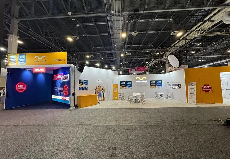 30x40 Trade Show Booth at CES 2024 in Las Vegas for motionsleep