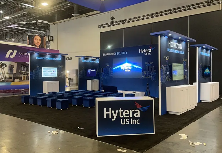 30x30 Trade Show Booth at ISC West 2024 in Las Vegas for Hytera US Inc 
