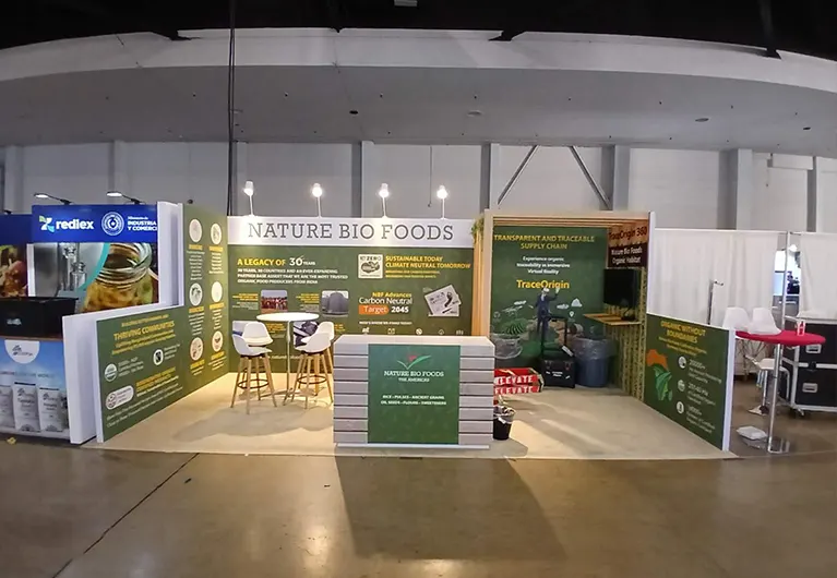 Nature Bio Foods 10x20 trade show booth at Natural Products Expo 2025