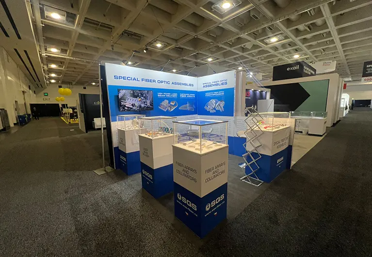 SQS custom 10x10 booth display at SPIE Photonics 2025