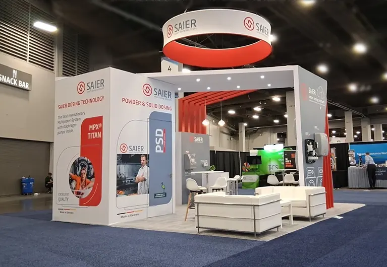 20x20 Trade Show Booth Rental for SAIR Plast at ISSA Show 2025 Designed and Built by Triumfo Inc. in Las Vegas
