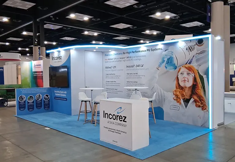 10x20 trade show display designed and built for Incorez at American Coatings Show 2026 in Indianapolis